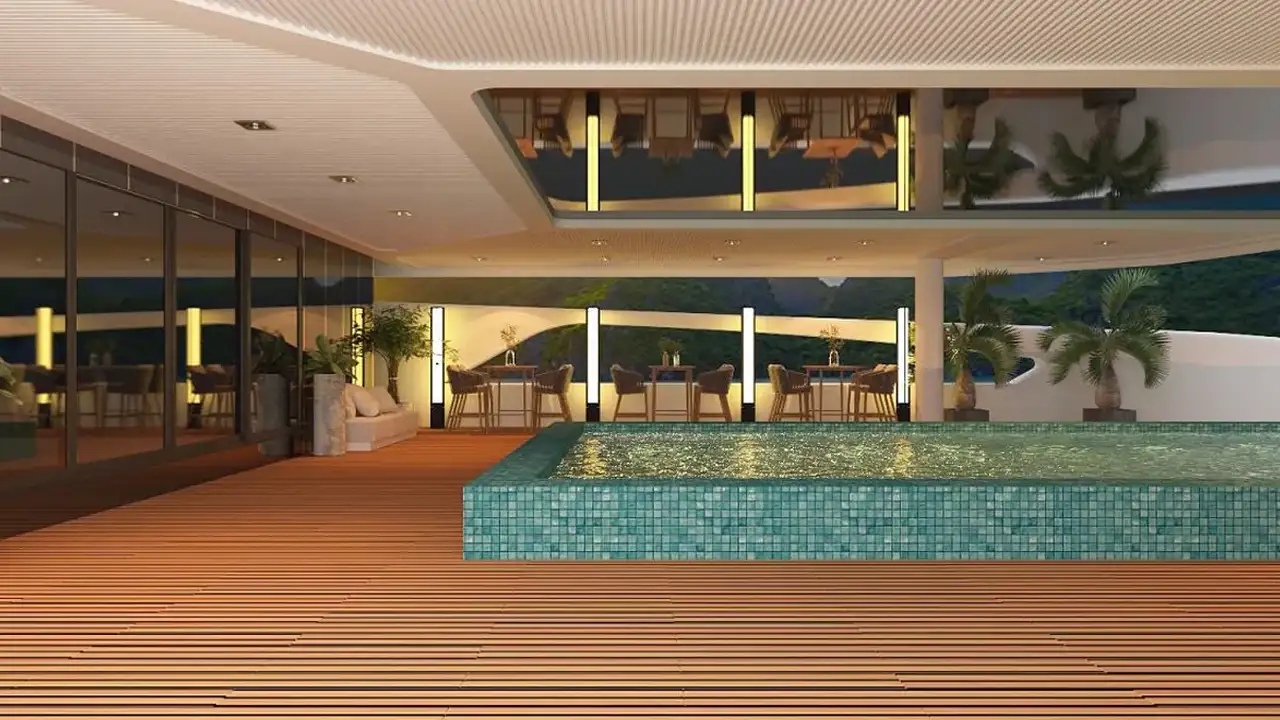 Celina cruise It is a new luxury cruise ship in Vietnam that offers tourist voyages through Ha Long Bay and Lan Ha Bay, and is classified among high-end cruises with an exceptional level of luxury.